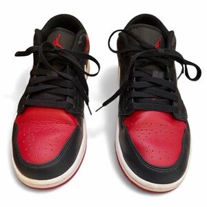 Air Jordan 1 Low Alternate Bred Toe 553558 Black/White/Red Mens Size 7